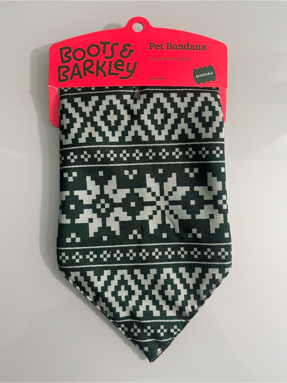 Boots & Barkley Fair Isle Xmas Print One Size  Reversible Pet Dog Puppy Bandana